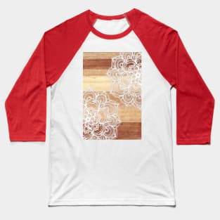 White Doodles on Blonde Wood Baseball T-Shirt